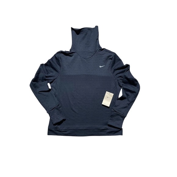 Nike Women's Therma-FIT Funnel Neck Pullover Hoodie Black/Charcoal Size M New - Picture 1 of 7
